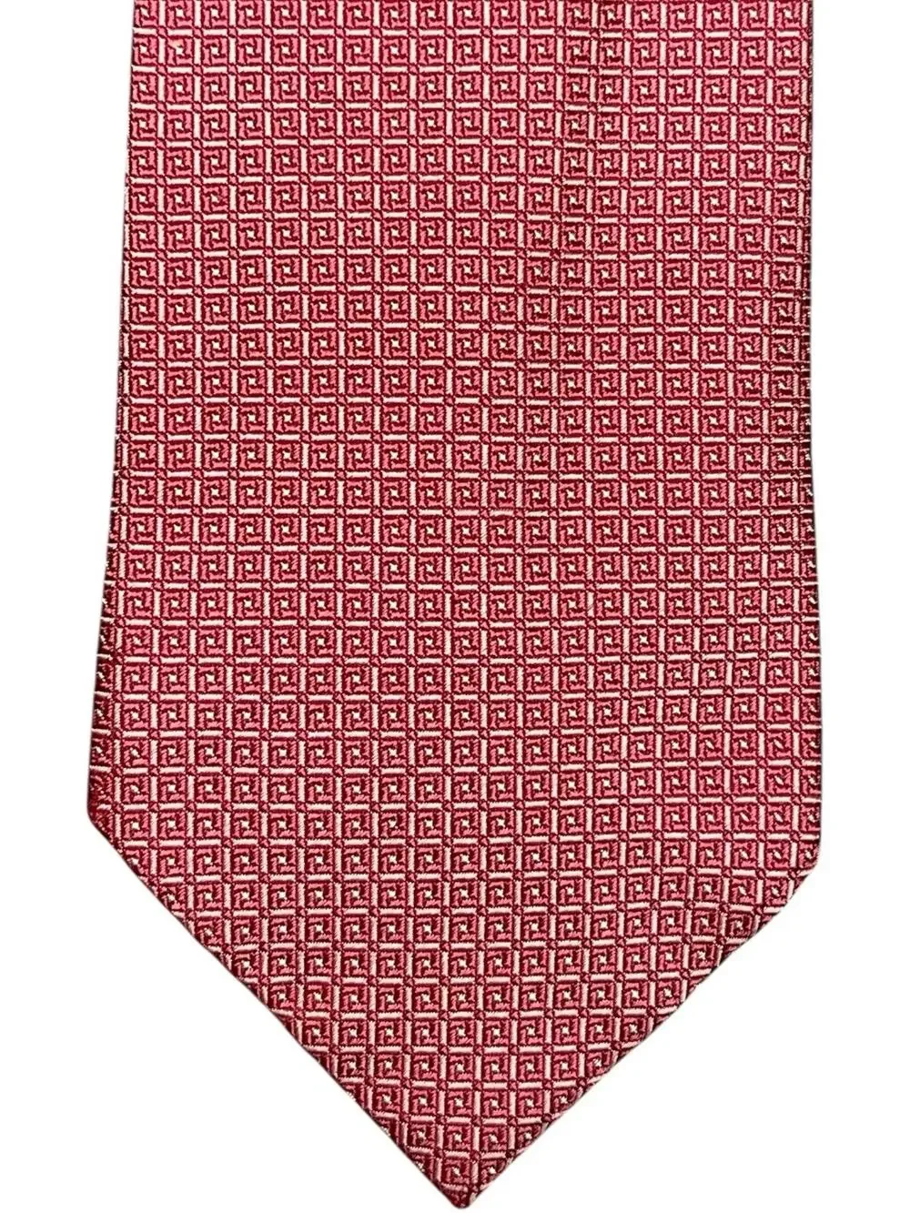 Brooks Brother Makers Red Geometric Tie Pure Silk USA Woven England